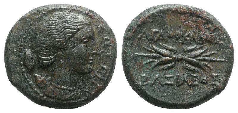 Sicily, Syracuse. Agathokles (317-289 BC). Æ Litra (23mm, 9.69g, 11h). Head of A...