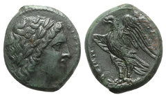 Sicily, Syracuse. Hiketas II (287-278 BC). Æ (23mm, 8.66g, 6h), c. 283-279. Laureate head of Zeus Hellanios r. R/ Eagle standing l. on thunderbolt. CN...