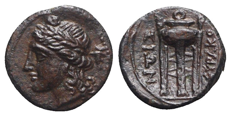 Sicily, Syracuse. Roman rule, after 212 BC. Æ (10.5mm, 1.46g, 7h). Laureate head...