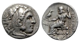 Kings of Macedon, Philip III Arrhidaios (323-317 BC). AR Drachm (16mm, 4.18g, 7h). Abydus. Head of Herakles r., wearing lion's skin. R/ Zeus Aëtophoro...