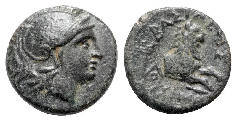 Kings of Thrace, Lysimachos (305-281 BC). Æ (13mm, 3.04g, 12h). Helmeted head of...