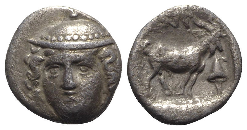Thrace, Ainos, c. 402-1-361/0 BC. AR Tetrobol (12.5mm, 2.34g, 12h). Head of Herm...