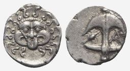 Thrace, Apollonia Pontika, c. 480/78-450 BC. AR Drachm (15mm, 3.26g, 5h). Upright anchor; crawfish to l., A to r. R/ Facing gorgoneion. Topalov, Apoll...