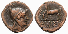 Pontos, Amisos, time of Mithradates VI Eupator, c. 85-65 BC. Æ (24mm, 10.50g, 12h). Helmeted head of Mithradates VI as the hero Perseus r. R/ Pegasos ...