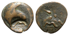Pontos, Uncertain (Amisos?), c. 130-100 BC. Æ (20mm, 5.02g). Quiver; c/m: bow and AIN within oval incuse. R/ Eight-pointed star; bow to r. HGC 7, 311....