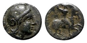 Mysia, Astyra. Tissaphernes (c. 400-395 BC). Æ Chalkous (8mm, 0.97g, 12h). Helmeted head of Athena r. R/ Tissaphernes on horseback r. Winzer 6.3; SNG ...