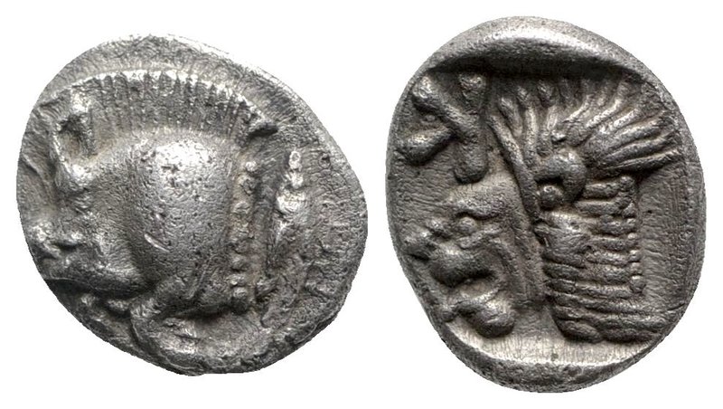 Mysia, Kyzikos, c. 450-400 BC. AR Obol (8mm, 0.81g, 2h). Forepart of boar l.; to...