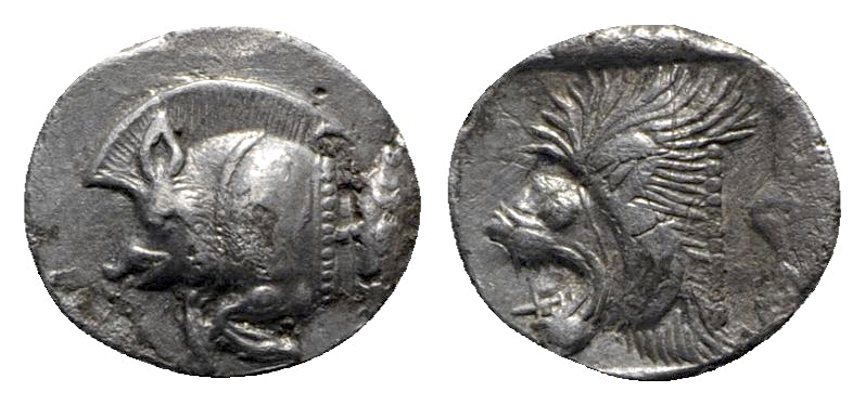 Mysia, Kyzikos, c. 450-400 BC. AR Obol (9mm, 0.62g, 6h). Forepart of boar l.; to...