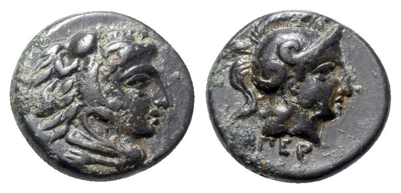 Mysia, Pergamon, c. 310-282 BC. Æ (9mm, 1.20g, 6h). Head of Herakles r., wearing...