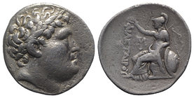 Kings of Pergamon, Attalos I (241-197 BC). AR Tetradrachm (29mm, 16.64g, 12h). Laureate head of Philetairos r. R/ Athena enthroned l., resting on shie...