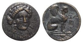 Troas, Gergis, c. 400-241 BC. Æ (16mm, 3.91g, 6h). Three-quarter facing head of Sibyl Herophile, turned slightly r., wearing laurel wreath and necklac...