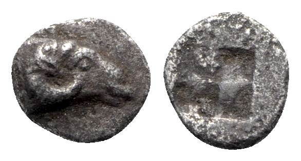 Troas, Kebren, 5th century BC. AR Hemiobol (6mm, 0.33g). Ram’s head r. R/ Quadri...