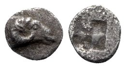 Troas, Kebren, 5th century BC. AR Hemiobol (6mm, 0.33g). Ram’s head r. R/ Quadripartite incuse square. Cf. SNG Copenhagen 256 (Tetartemorion). VF