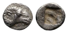 Troas, Kebren, 5th century BC. AR Hemiobol (5mm, 0.25g). Ram’s head r. R/ Quadripartite incuse square. Cf. SNG Copenhagen 256 (Tetartemorion). VF