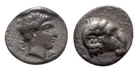 Troas, Kebren, c. 387-310 BC. AR Obol (7mm, 0.48g, 1h). Ram’s head r. R/ Youthful male head r. SNG von Aulock 7621; Klein 313. Toned, VF