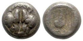 Lesbos, Unattributed early mint, c. 500-450 BC. BI 1/12 Stater (8mm, 1.61g, 6h). Confronted boars’ heads. R/ Amphora within linear square; all within ...