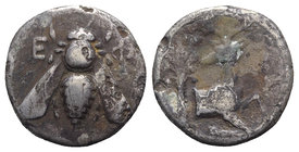 Ionia, Ephesos, c. 390-325 BC. AR Tetradrachm (23mm, 14.53g, 12h). Uncertain magistrate. Bee with straight wings. R/ Forepart of stag r., head l.; pal...