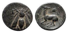 Ionia, Ephesos, c. 390-320/00 BC. Æ (9mm, 0.85g, 12h). Bee. R/ Stag kneeling l., head r.; astralogos above. SNG Copenhagen 245-55. Green patina, VF