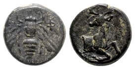 Ionia, Ephesos, c. 387-289 BC. Æ (10mm, 1.67g, 12h). Bee. R/ Forepart of a stag r., head l. SNG Kayhan -; SNG Copenhagen 244. VF