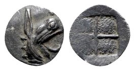Ionia, Teos, late 6th-early 5th century BC. AR Tetartemorion (6mm, 0.23g). Head of griffin r. R/ Quadripartite incuse square. Matzke Group Ca3; Balcer...