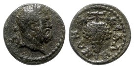 Lydia, Sala, c. 2nd century BC. Æ (14mm, 2.92g, 6h). Bare head of Herakles r. R/ Grape bunch. BMC 25-6. Green patina, VF