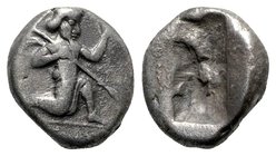 Achaemenid Kings of Persia, c. 450-375 BC. AR Siglos (15mm, 5.20g). Persian king or hero r., in kneeling-running stance, holding bow and dagger, quive...