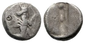 Achaemenid Kings of Persia, c. 450-375 BC. AR Siglos (13.5mm, 5.32g). Persian king or hero r., in kneeling-running stance, holding bow and dagger, qui...