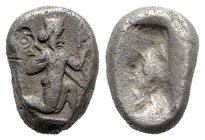 Achaemenid Kings of Persia, c. 450-375 BC. AR Siglos (16mm, 5.25g). Persian king or hero r., in kneeling-running stance, holding bow and dagger, quive...