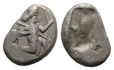 Achaemenid Kings of Persia, c. 450-375 BC. AR Siglos (16mm, 5.16g). Persian king or hero r., in kneeling-running stance, holding bow and dagger, quive...
