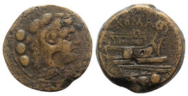 Anonymous, Rome, after 211 BC. Æ Quadrans (28mm, 18.30g, 12h). Head of Hercules r. R/ Prow of galley r. Crawford 56/5; RBW 209. Brown patina, Good Fin...
