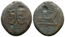 Uncertain series, c. 2nd century BC. Æ As (38mm, 40.77g, 12h). Laureate head of Janus. R/ Prow of galley r. Metal-flaws, Good Fine