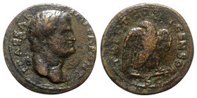 Titus (79-81). Æ Dupondius (26mm, 8.39g, 6h). Uncertain eastern mint (Ephesos?), 80-1. Laureate head r. R/ Eagle standing r. on thunderbolt, head to l...