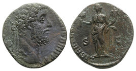 Commodus (177-192). Æ Sestertius (26.5mm, 18.21g, 12h). Rome, AD 190. Laureate head r. R/ Liberalitas standing facing, head l., holding abacus and cor...