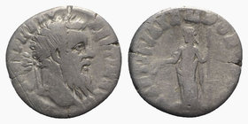 Pertinax (AD 193). AR Denarius (17mm, 2.07g, 12h). Rome. Laureate head r. R/ Laetitia standing l., holding wreath and sceptre. RIC IV 4a; RSC 20. Flan...