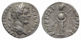 Septimius Severus (193-211). AR Denarius (17mm, 2.80g, 6h). Rome, 195-6. Laureate head r. R/ Minerva standing l., holding spear and shield. RIC IV 71;...