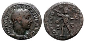 Severus Alexander (222-235). Æ As (25mm, 9.02g, 1h). Rome, AD 231. Laureate, draped and cuirassed bust r. R/ Jupiter advancing l., head r., holding th...