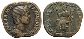Julia Mamaea (Augusta, 222-235). Æ Sestertius (29mm, 21.69g, 12h). Rome, AD 230. Draped bust r., wearing stephane. R/ Felicitas seated l., holding cad...