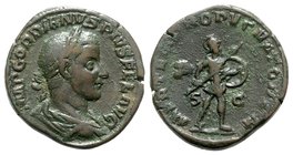 Gordian III (238-244). Æ Sestertius (31mm, 19.71g, 12h). Rome, 240-4. Laureate, draped and cuirassed bust r. R/ Mars advancing r., holding shield and ...