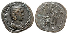 Otacilia Severa (Augusta, 244-249). Æ Sestertius (32mm, 23.47g, 1h). Rome, AD 246. Draped bust r., wearing stephane. R/ Concordia seated l., holding p...
