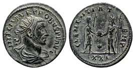 Probus (276-282). Radiate (21mm, 3.60g, 6h). Tripolis, AD 276. Radiate, draped and cuirassed bust r. R/ Emperor standing r., holding sceptre surmounte...
