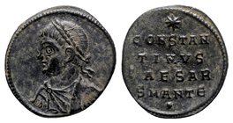 Constantine II (Caesar, 316-337). Æ Follis (18mm, 1.81g, 11h). Antioch, 324-5. Laureate, draped and cuirassed bust l. R/ CONSTAN / TINVS / CAESAR / SM...