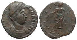 Helena (Augusta, 324-328/30). Æ Follis (14mm, 1.45g, 6h). Constantinople, AD 330. Diademed and draped bust r. R/ Pax standing l., holding branch and s...