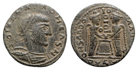 Uncertain Germanic Tribes, imitating Constantine I, 4th century AD. Æ (18mm, 2.23g, 6h). Diademed, draped and cuirassed bust r. R/ Two Victories stand...