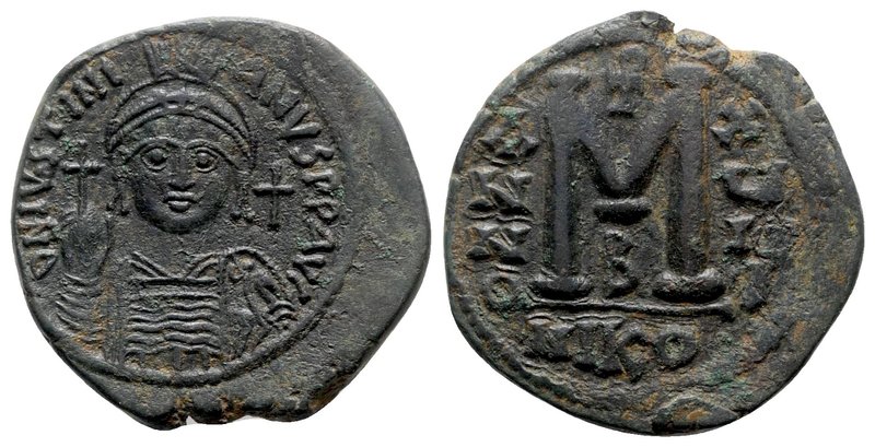 Justinian I (527-565). Æ 40 Nummi (35mm, 19.28g, 6h). Nicomedia, year 18 (544/5)...
