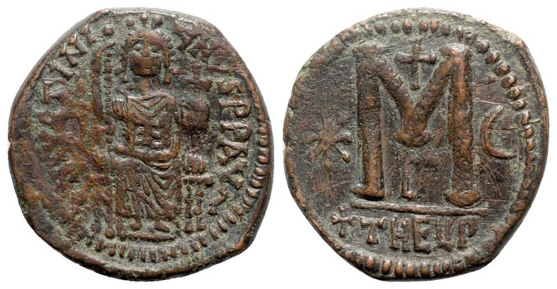 Justinian I (527-565). Æ 40 Nummi (32mm, 17.07g, 6h). Theoupolis (Antioch), c. 5...