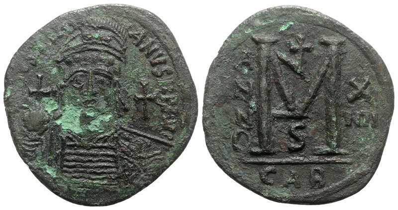 Justinian I (527-565). Æ 40 Nummi (41mm, 21.41g, 12h). Carthage, year 14 (540/1)...