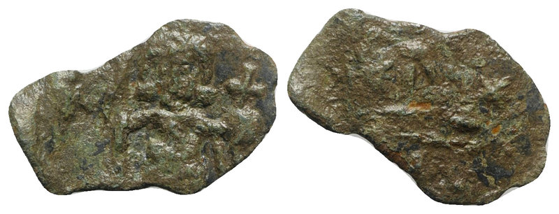 Justinian II (First reign, 685-695). Æ 40 Nummi (22mm, 1.23g, 6h). Syracuse, 687...