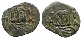 Nicephorus I and Stauracius (802-811). Æ 40 Nummi (17mm, 2.33g, 6h). Syracuse, 803-811. Crowned facing bust of Nicephorus I, holding cross potent. R/ ...