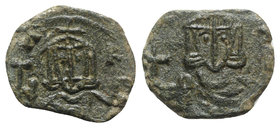 Nicephorus I and Stauracius (802-811). Æ 40 Nummi (18mm, 2.53g, 6h). Syracuse, 803-811. Crowned facing bust of Nicephorus I, holding cross potent. R/ ...