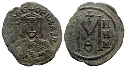 Theophilus (829-842). Æ 40 Nummi (28.5mm, 6.87g, 6h). Constantinople, 829-830/1. Crowned facing bust, holding cross potent and akakia. R/ Large M; X/X...